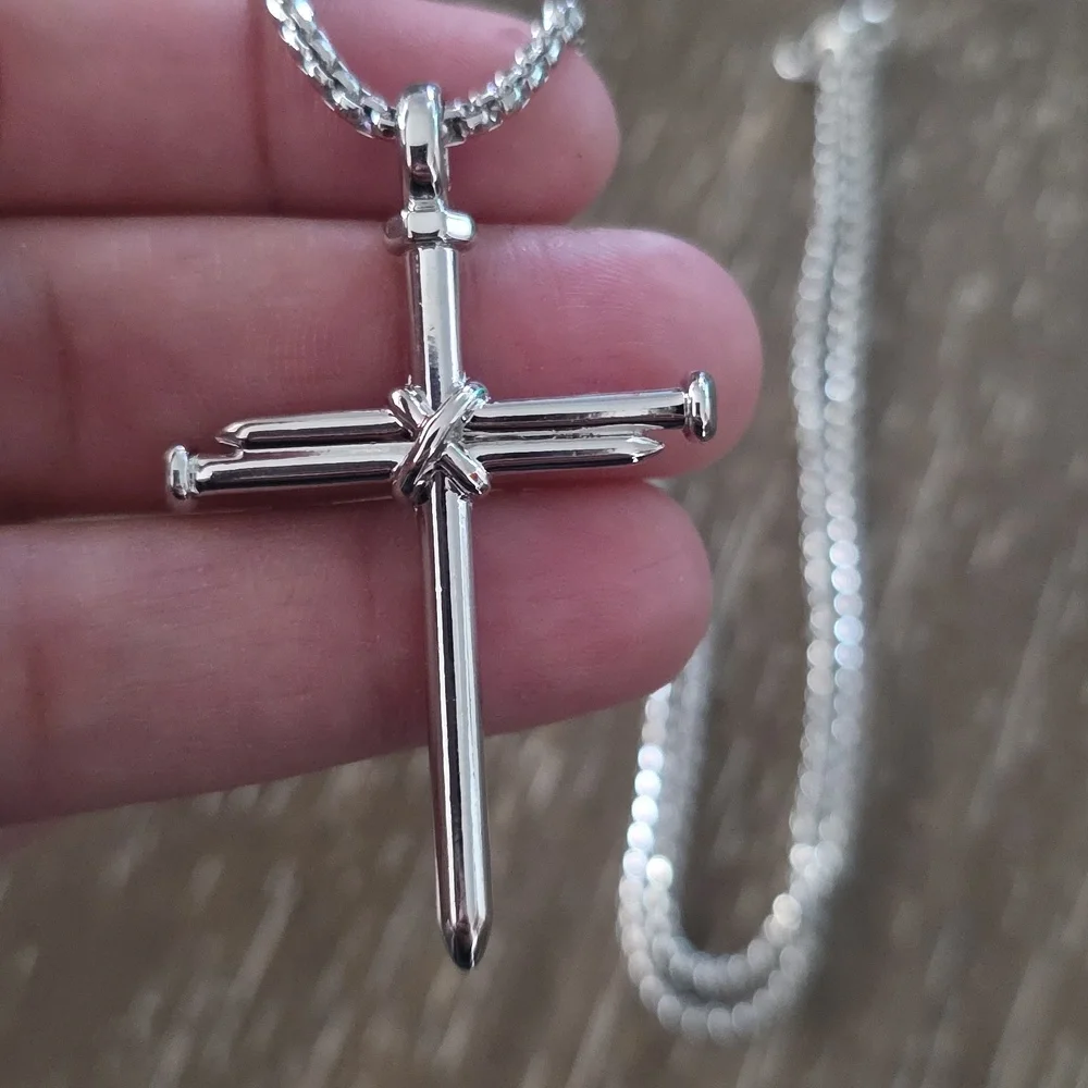 Stainless Steel Cross Pendant Chain Necklace